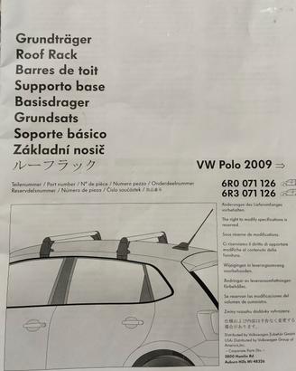portapacchi per tetto auto WW Polo