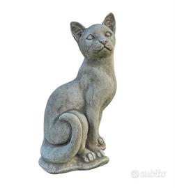 Statua gatto scultura animale in cemento e pietra