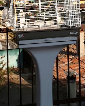 Gabbia per uccelli con piedistallo con ruote
