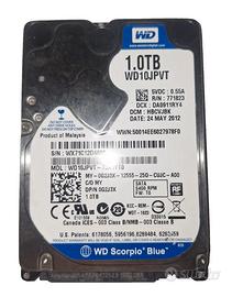 HDD da 1 Tb Western Digital Scorpio Blue da 2,5".