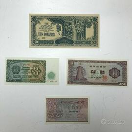 lotto banconote 4x blocco sovietico giappone laos