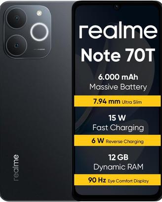 Realme Note 70T 4+128GB Nero NUOVO