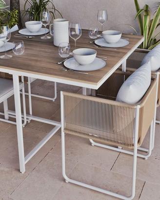 Maison du Monde Tavolo rattan legno teak e bianco