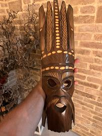 Maschera intagliata a mano in legno Etnica/Tribale
