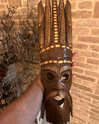 Maschera intagliata a mano in legno Etnica/Tribale