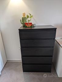 Cassettiera MALM 5 cassetti Ikea nero