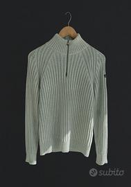 Schott maglia a zip parziale grigio a coste uomo