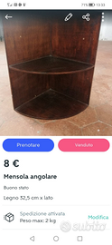 Mensola angolare in legno