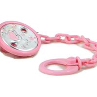 Portaciuccio Rosa con Cuoricini Argento