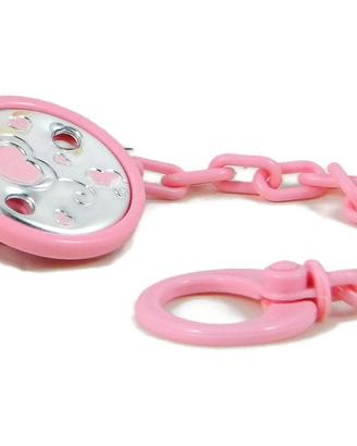 Portaciuccio Rosa con Cuoricini Argento