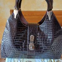 Borsa donna artigianale, pelle effetto coccodrillo