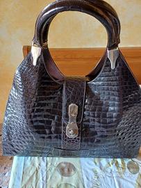 Borsa donna artigianale, pelle effetto coccodrillo