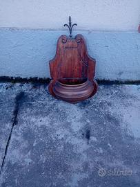 porta vaso in rame legno