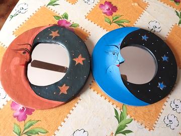 "La Luna" 2 Quadretti Rotondi da appendere