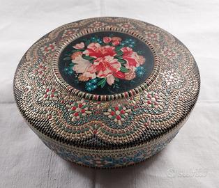 Scatola in metallo a mosaico Vintage 70 Olanda