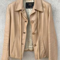 Giacca di pelle donna beige