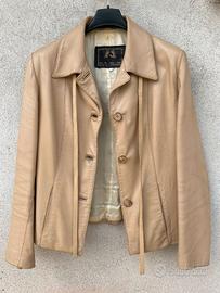 Giacca di pelle donna beige