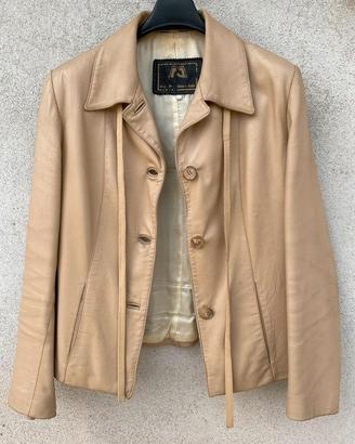 Giacca di pelle donna beige