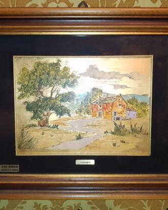 Quadro con serigrafia dipinta a mano in oro gisca