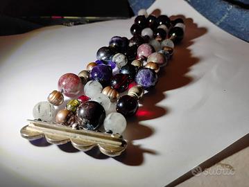 braccialetto argento 935 con pietre tonde miste