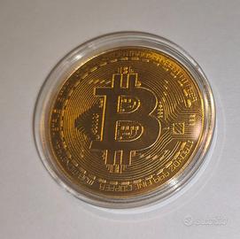 Moneta Bitcoin 1 BTC Crypto stile oro gold 