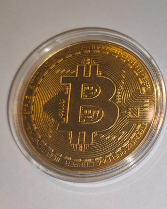 Moneta Bitcoin 1 BTC Crypto stile oro gold