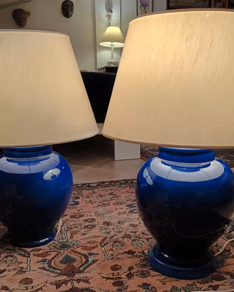 Coppia di Lampade da tavolo in maiolica napoletana