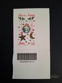 Francobollo Natale Laico 2009 Codice A Barre Raro 