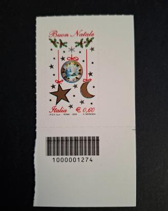 Francobollo Natale Laico 2009 Codice A Barre Raro 