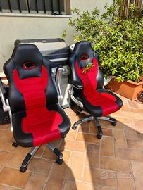 Coppia sedie gaming/ufficio rosso nero