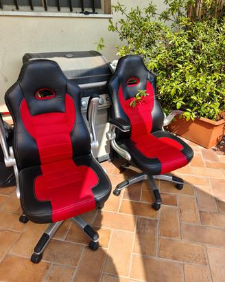 Coppia sedie gaming/ufficio rosso nero