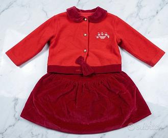 Completo neonata rosso giacca e gonna 