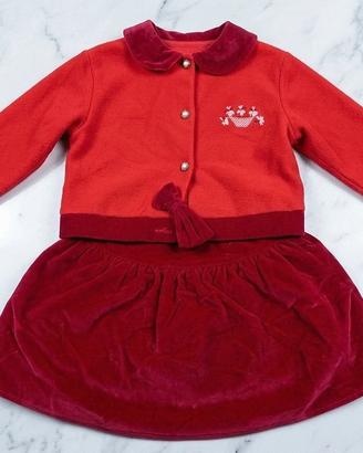 Completo neonata rosso giacca e gonna 