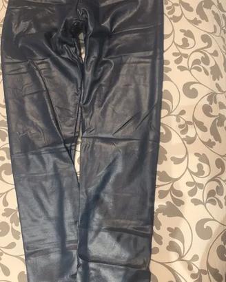 Leggings Ecopelle Blu Notte - Nuovi con Cartellino