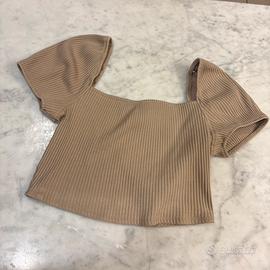 Top crop H&M a costine – maniche a sbuffo