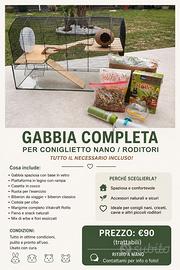 Gabbia in vetro e legno per criceti +acces e cibo