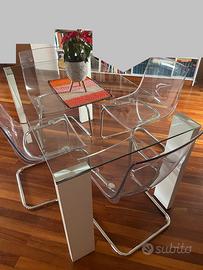 Tavolo in vetro 140x80 + 4 sedie design: euro 270