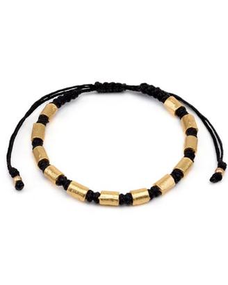 Bracciale macramè cilindri in ottone fatto a mano