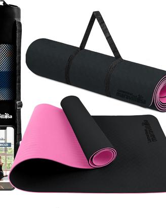 Tappetino yoga fitness antiscivolo con borsa NUOVO