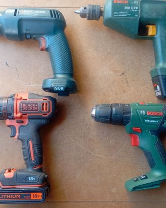 4 Trapani avvitatore Bosch e Black Decker Vecchi