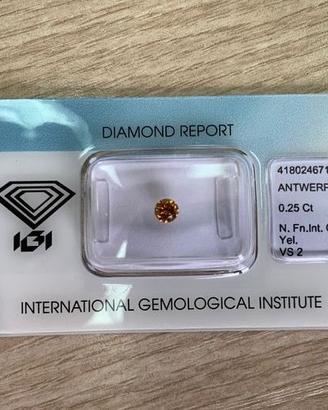 Diamante Naturale Fancy Vivid Orangy Yellow 0.25ct