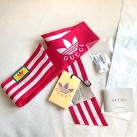 Foulard Gucci x Adidas in seta fucsia bianco New