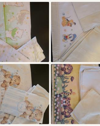SET DI 4 COMPLETI LENZUOLI LETTINO BAMBINO