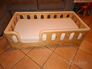 Lettino basso 60x120 in legno+Materasso Memory+acc