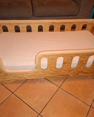 Lettino basso 60x120 in legno+Materasso Memory+acc