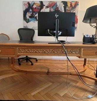 scrivania stile Napoleone III con 3 sedie
