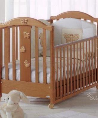 Lettino MIBB Country legno mass. e Materasso tratt