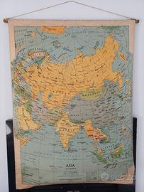 n 2 cartine bifacciali Asia fisica e politica 1974