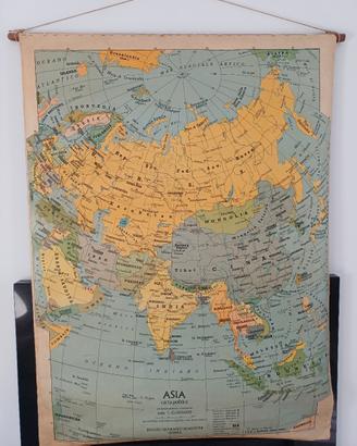 n 2 cartine bifacciali Asia fisica e politica 1974