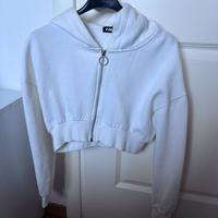 Felpa Cropped Bianca con Zip (TW)